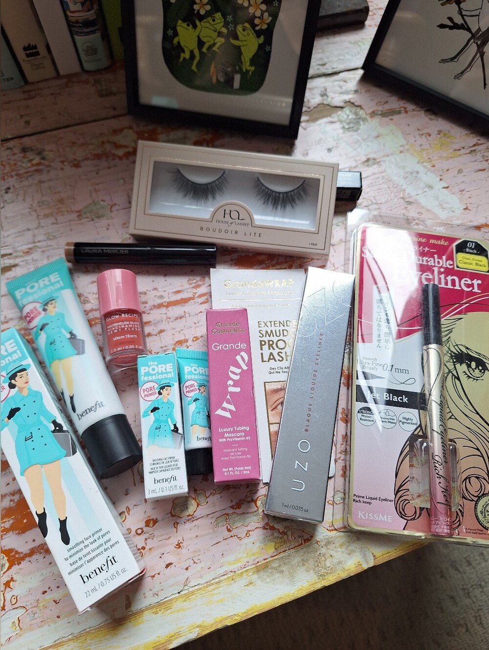 New 8 Pc Benefit Makeup Lot Primer, Black Eyeliner, Lashes